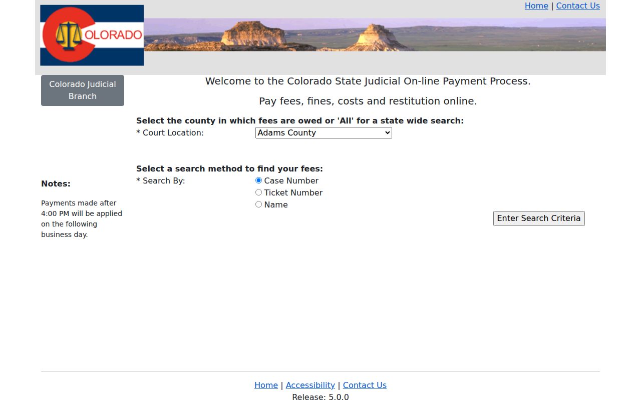 Colorado payment lookup separate from Lake County civil docket records