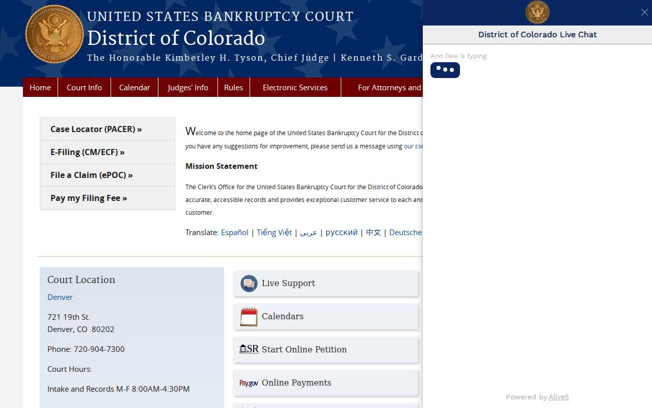 Lake County bankruptcy court records at the Colorado federal bankruptcy court