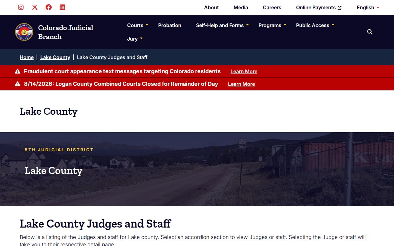 Lake County court docket clerk and judicial staff listing