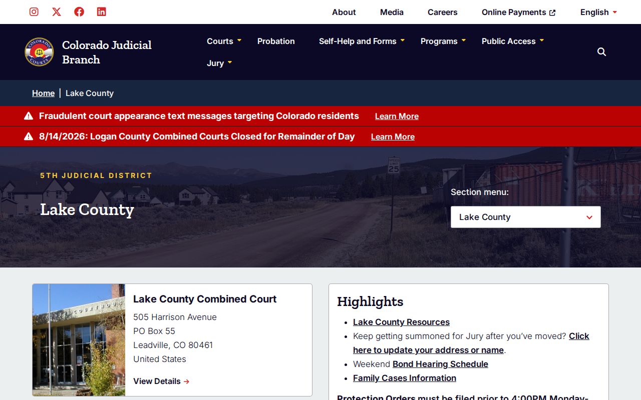 Lake County court docket access on the Combined Court page